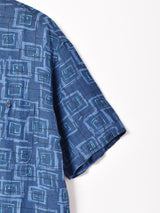 総柄 リネン混 半袖シャツ