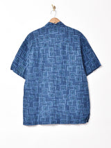 総柄 リネン混 半袖シャツ