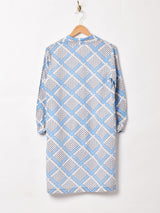 オープンカラー 総柄 長袖 ワンピース