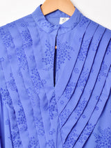 ベルト付き 花柄 長袖ワンピース