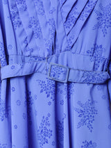 ベルト付き 花柄 長袖ワンピース