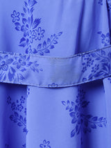 ベルト付き 花柄 長袖ワンピース