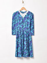 アメリカ製 レースデザイン 花柄 長袖ワンピース