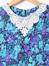 アメリカ製 レースデザイン 花柄 長袖ワンピース