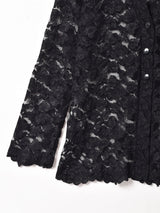 ノーカラー 長袖 レーストップス