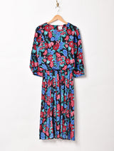 七分袖 花柄 長袖ワンピース