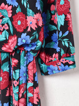 七分袖 花柄 長袖ワンピース