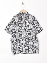 総柄 モノトーン 半袖シャツ