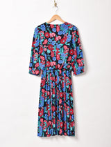 七分袖 花柄 長袖ワンピース