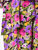 ベルト付き カシュクール 花柄ワンピース