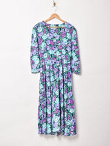 アメリカ製 花柄 長袖ロングワンピース