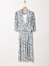 アメリカ製  ベルト付き 花柄 長袖 ワンピース