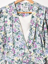 アメリカ製  ベルト付き 花柄 長袖 ワンピース