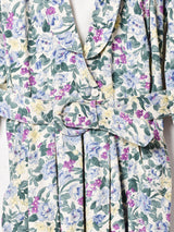 アメリカ製  ベルト付き 花柄 長袖 ワンピース