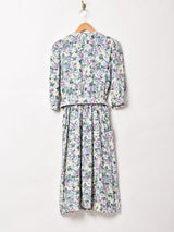 アメリカ製  ベルト付き 花柄 長袖 ワンピース