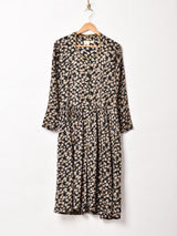 花柄 フロントオープン 長袖ワンピース