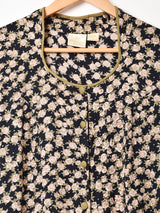 花柄 フロントオープン 長袖ワンピース