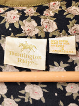 花柄 フロントオープン 長袖ワンピース