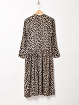 花柄 フロントオープン 長袖ワンピース