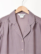 総柄 パフスリーブ オープンカラーシャツ