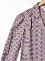 総柄 パフスリーブ オープンカラーシャツ