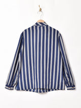 ストライプ ボウタイ 長袖ブラウス