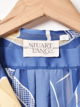 総柄 オープンカラー 長袖 シアーシャツ