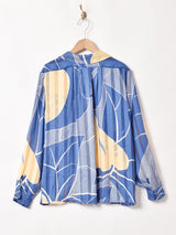 総柄 オープンカラー 長袖 シアーシャツ