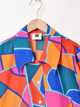 カナダ製 総柄 パフスリーブ 長袖ブラウス