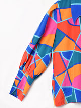 カナダ製 総柄 パフスリーブ 長袖ブラウス