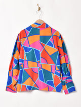 カナダ製 総柄 パフスリーブ 長袖ブラウス