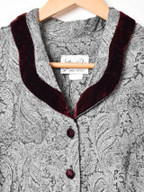 アメリカ製 ベロアカラー ペイズリー柄  長袖ワンピース