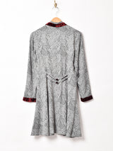 アメリカ製 ベロアカラー ペイズリー柄  長袖ワンピース