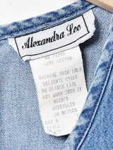 フラワーモチーフ デニム 長袖ワンピース