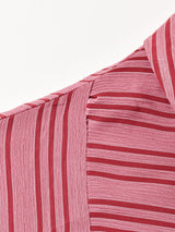 カナダ製 ストライプ パフスリーブ 長袖ブラウス