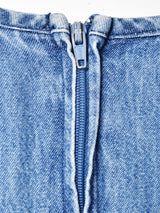 フラワーモチーフ デニム 長袖ワンピース