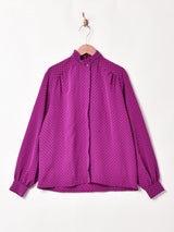 アメリカ製 小紋柄 スタンドカラー 長袖ブラウス