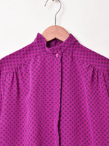 アメリカ製 小紋柄 スタンドカラー 長袖ブラウス