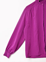 アメリカ製 小紋柄 スタンドカラー 長袖ブラウス