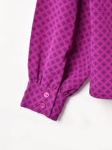 アメリカ製 小紋柄 スタンドカラー 長袖ブラウス