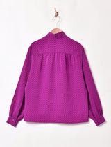 アメリカ製 小紋柄 スタンドカラー 長袖ブラウス