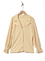 プリーツスリーブ オープンカラーブラウス