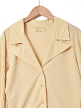 プリーツスリーブ オープンカラーブラウス