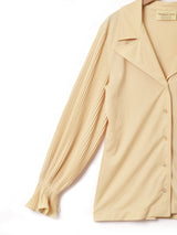 プリーツスリーブ オープンカラーブラウス