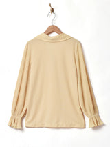 プリーツスリーブ オープンカラーブラウス