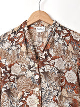 花柄 長袖 シアーブラウス