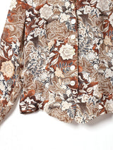 花柄 長袖 シアーブラウス