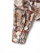 花柄 長袖 シアーブラウス