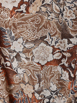 花柄 長袖 シアーブラウス