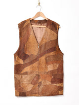 レオパード パッチワーク スエードベスト